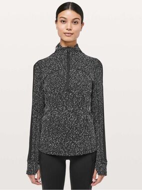 Lululemon Run Briskly 1/2 Zip - Black & White Speckle size 12